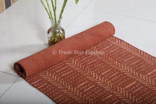 African Style Rust Mudcloth Yoga Mat - Image 4