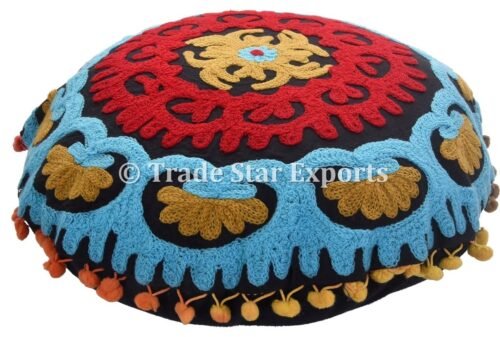 Cotton Suzani Floral Embroidered Cushion Cover - Image 2