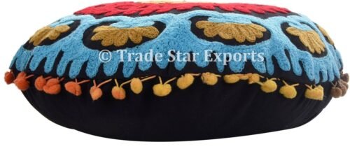 Cotton Suzani Floral Embroidered Cushion Cover - Image 3