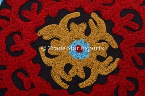 Cotton Suzani Floral Embroidered Cushion Cover - Image 4