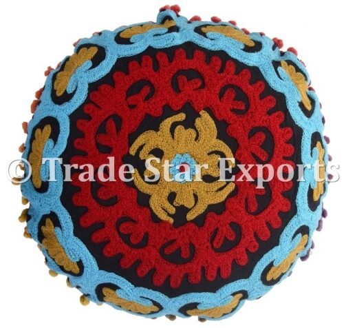 Cotton Suzani Floral Embroidered Cushion Cover - Image 5