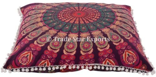 Decorative Boho Mandala Pom Pom Cushion Case - Image 2