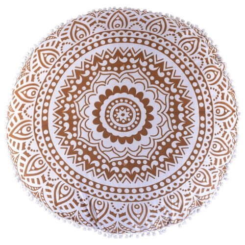 Golden Ombre Round Mandala Pillow Sham - Image 2