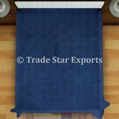 Hand Block Print Stone Washed Indigo Bedspread - Image 3