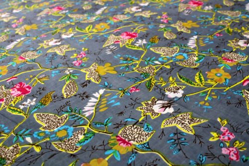 Hand Printed Floral Fabric By The Meter - Image 3