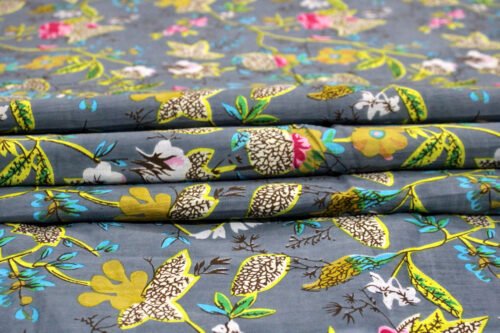 Hand Printed Floral Fabric By The Meter - Image 5