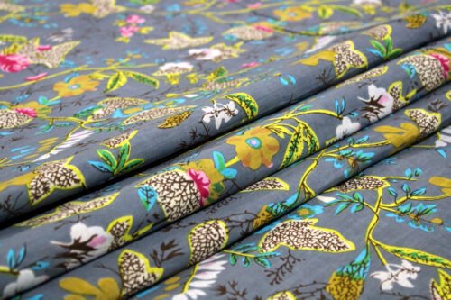 Hand Printed Floral Fabric By The Meter - Image 4