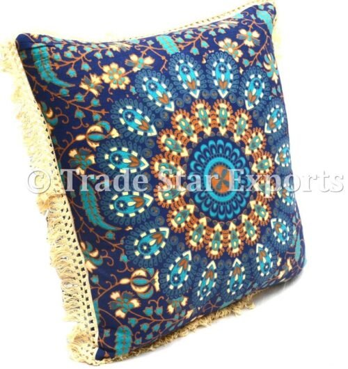 Handmade Mandala Fringe Hippie Cushion Cover - Image 3