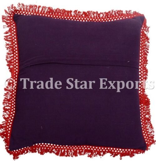 Indian Cotton Square Mandala Fringes Cushion Case - Image 5