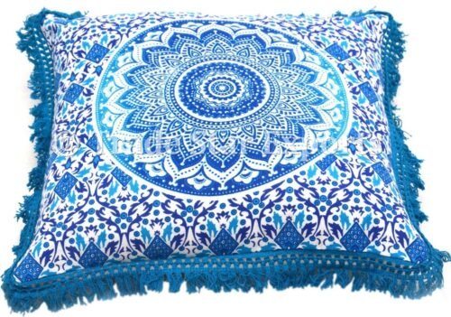 Indian Decorative Mandala Fringe Cushion Cover - Image 2