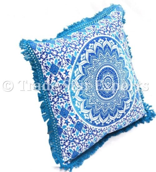 Indian Decorative Mandala Fringe Cushion Cover - Image 3