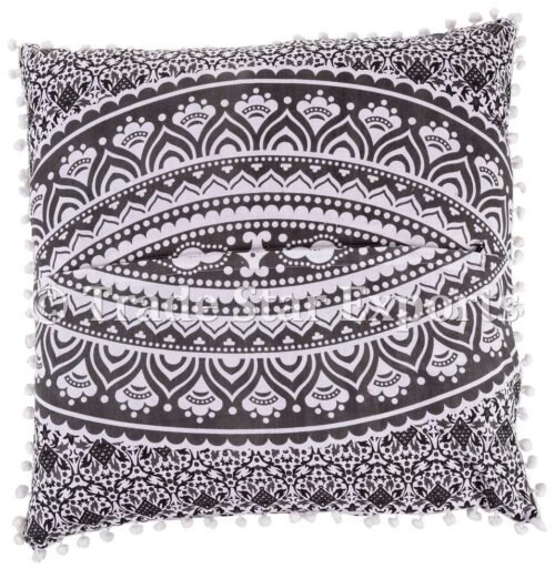 Indian Modern Mandala Fringes Cushion Case - Image 2