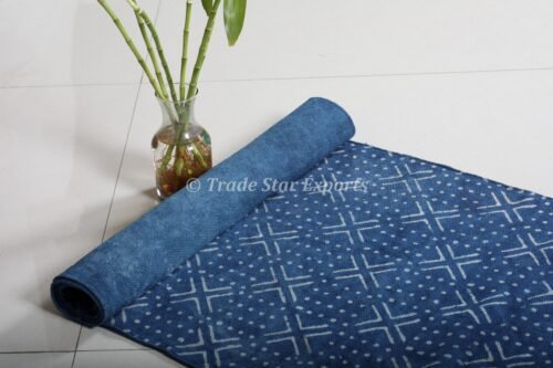 Indigo Dyed Mudcloth Cotton Yoga Mat - Image 4