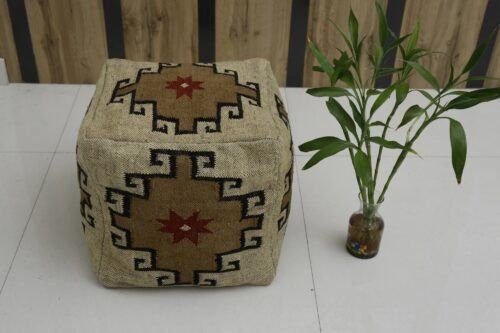 Handmade Jute Wool Ottoman Pouffe Cover - Image 5