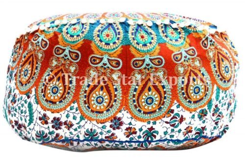 Mandala Cotton Pompom Floor Pouf Cover - Image 3