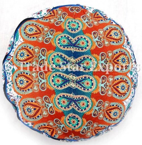Mandala Cotton Pompom Floor Pouf Cover - Image 5
