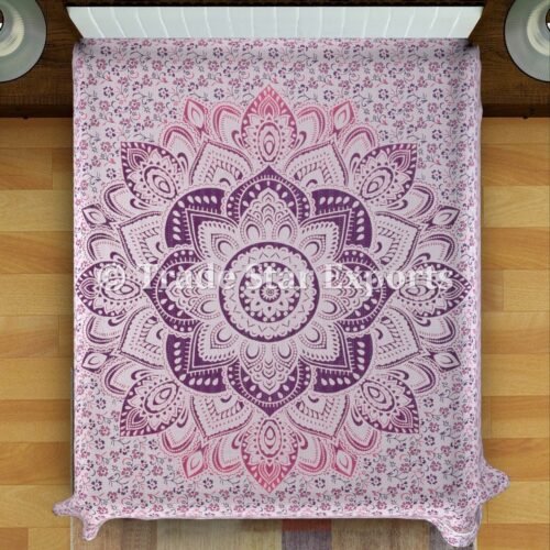 Mandala Ombre Kantha Handmade Bedspread - Image 2