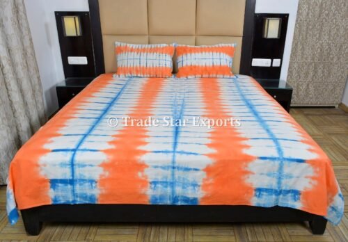 Shibori Tie Dyed Queen Boho Bed Cover - Image 3