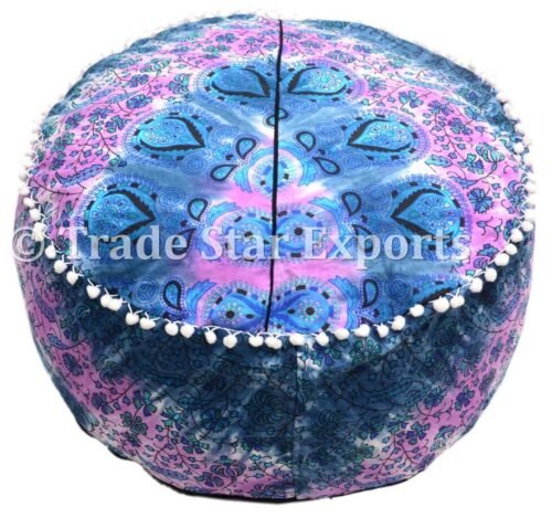 Tie Dyed Mandala Cotton Ottoman Pouffe Cover - Image 3