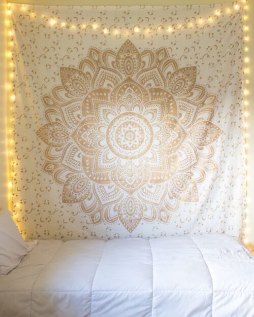 Golden Ombre Mandala King Tapestry Wall Hanging