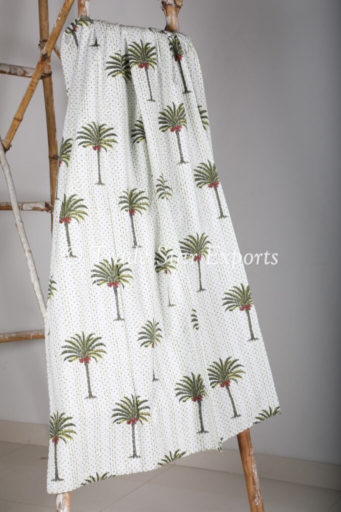 Hand Block Kantha Tree Printed Throw Blanket – Trade Star Exports
