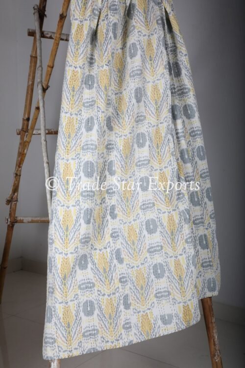 Ikat Printed Kantha Reversible Cotton Quilt - Image 4