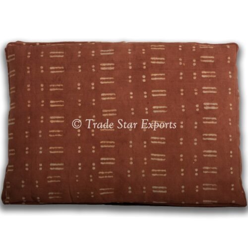 Indian Handmade Rust Block Print Floor Cushion - Image 2