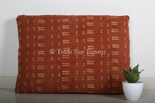 Indian Handmade Rust Block Print Floor Cushion - Image 5