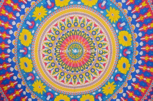 Ethnic Floral Cotton Tapestry Handmade Mandala Decorative Bedcover - Image 3