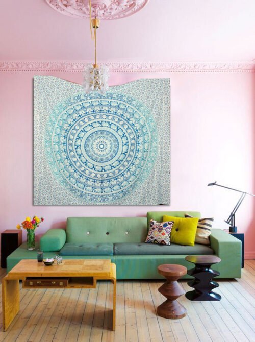 Indian Elephant Mandala Wall Hanging Large Cotton Tapestry - Image 3