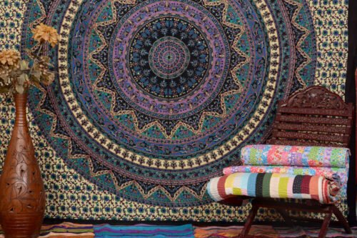 Indian Handmade Mandala Cotton Tapestry Bedsheet - Image 2