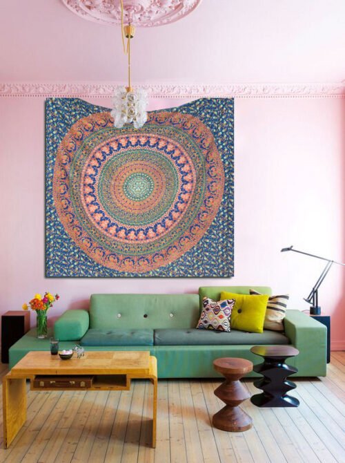 Large Elephant Mandala Wall Hanging Ethnic Cotton Tapestry - Image 3