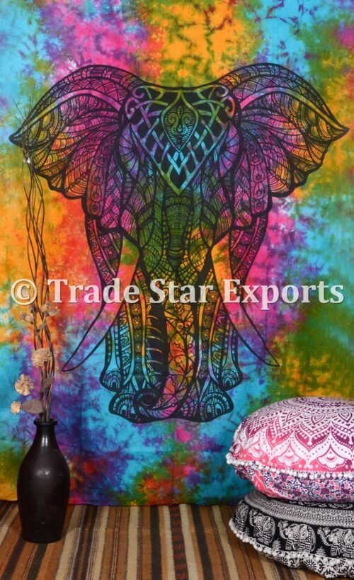 Beautiful Single elephant Tie Die Decorative Tapestry - Image 3