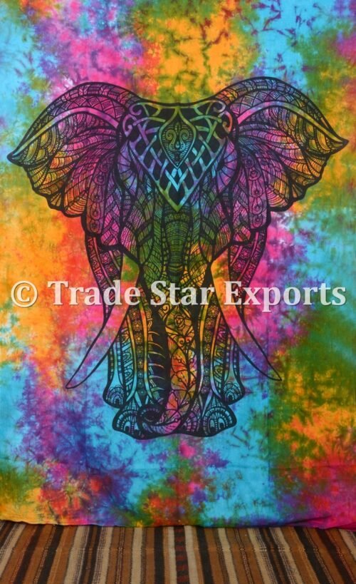 Beautiful Single elephant Tie Die Decorative Tapestry - Image 4