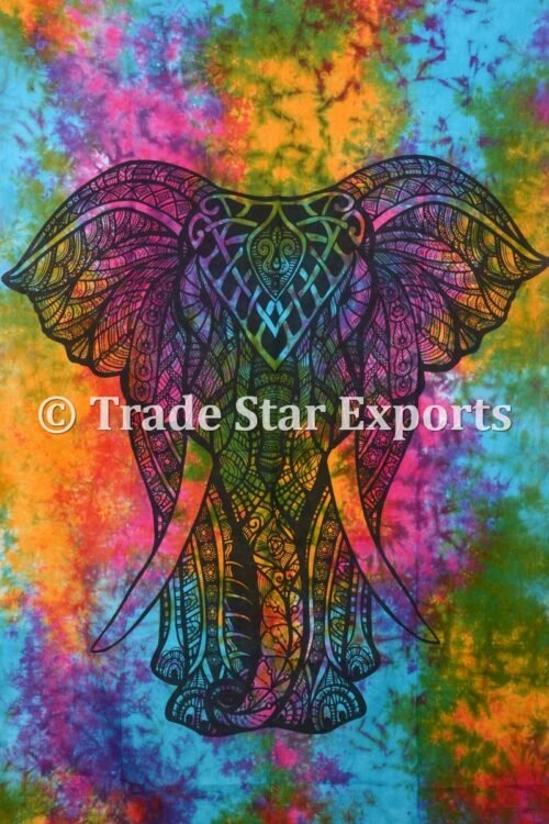 Beautiful Single elephant Tie Die Decorative Tapestry