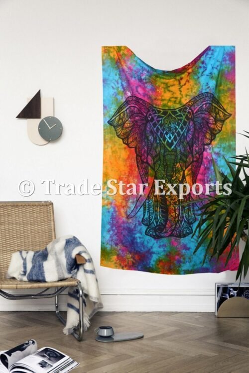 Beautiful Single elephant Tie Die Decorative Tapestry - Image 2