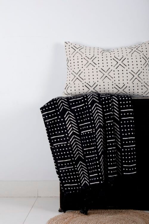 Handloomed Cotton Rug Pillow Cover Large Block Print Pillow Cover - Image 3