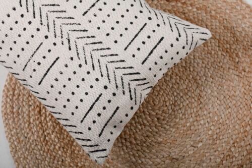 Handmade Mud Cloth Pillow Cover Block Print Lumbar Bed Pillow - Image 3