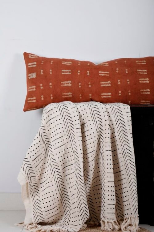 Large Mud Cloth Lumbar Pillow Handloomed Rug Pillow - Image 6