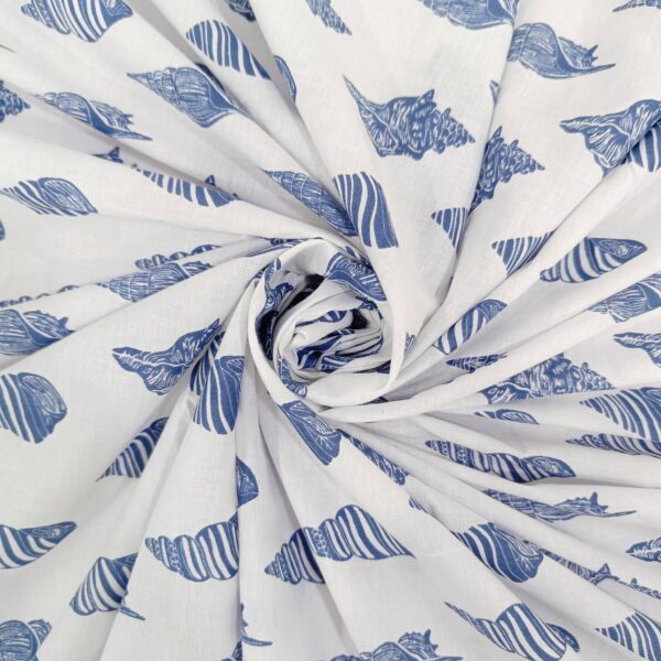 Handmade Cotton Sea Shell Block Print Fabric