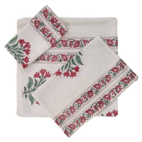 Luxurious Hand Block Printed Waffle Bath Towel