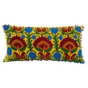 Handmade Embroidered Lumbar Pillow
