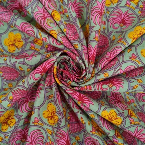 Multicolored Modern Block Print Fabric Beautiful Cotton Floral Fabric