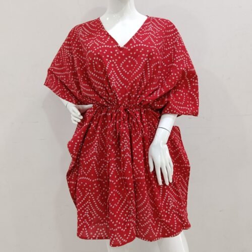 Stylist Cotton Kaftan Bandhani Pattern Free Size Hand Block Print