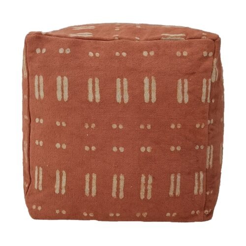 Hand Block Printed Hand Loomed Square Pouf Cover for Home Furnishing Mud cloth Pouf Cover