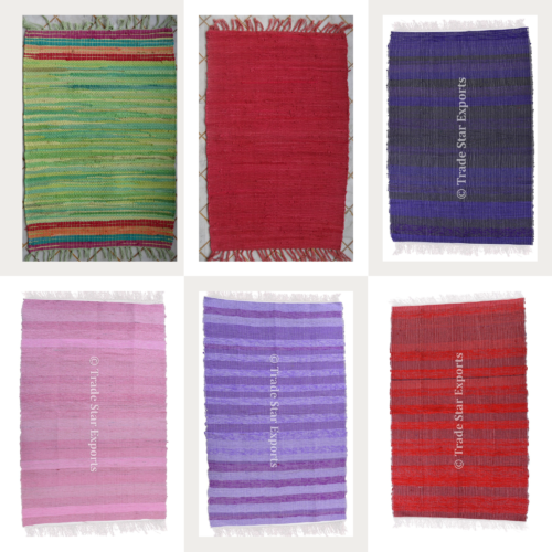 Solid Color Handloomed Chindi Rag Rug Throw Rugs For Home Decor