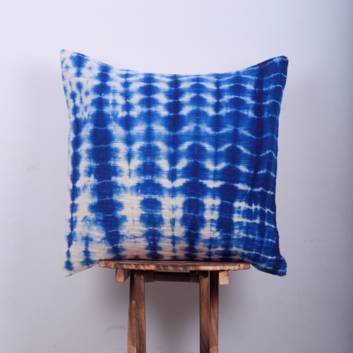 18X18 Square Hand Dyed Slub Shibori Cotton Pillow Cover For Home Furnishing