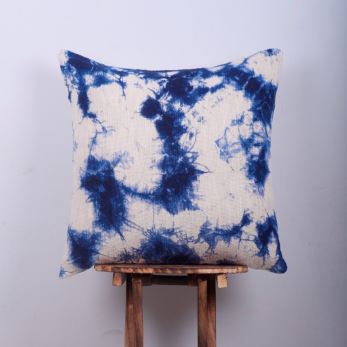 Handloomed Thick Rug Shibori Marble Pattern Cotton Pillow Cover For Home Furnishing 18X18 Square