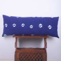 Handloomed Lumbar Hand Dyed Slub Kumo Shibori Pillow Cover For Indoor Outdoor Decor