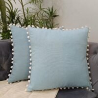 Personalized Cushion Cover Solid Sky Blue Color Canvas Cushion Covers for the Living Room18X18 Inches
